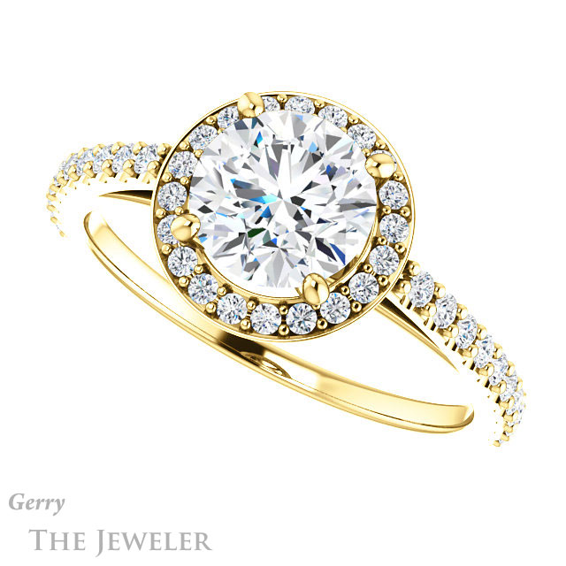 Round Cut Forever One Moissanite Engagement Ring #GTJ932-round-fo-y 5 Round Cut Forever One Moissanite Engagement Ring #GTJ932-round-fo-y