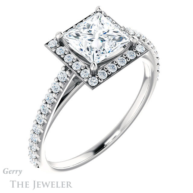 Princess Cut Forever One Moissanite Engagement Ring #GTJ932-square-fo-w 4 Princess Cut Forever One Moissanite Engagement Ring #GTJ932-square-fo-w