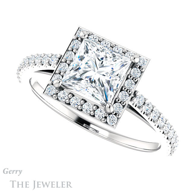 Princess Cut Forever One Moissanite Engagement Ring #GTJ932-square-fo-w 5 Princess Cut Forever One Moissanite Engagement Ring #GTJ932-square-fo-w