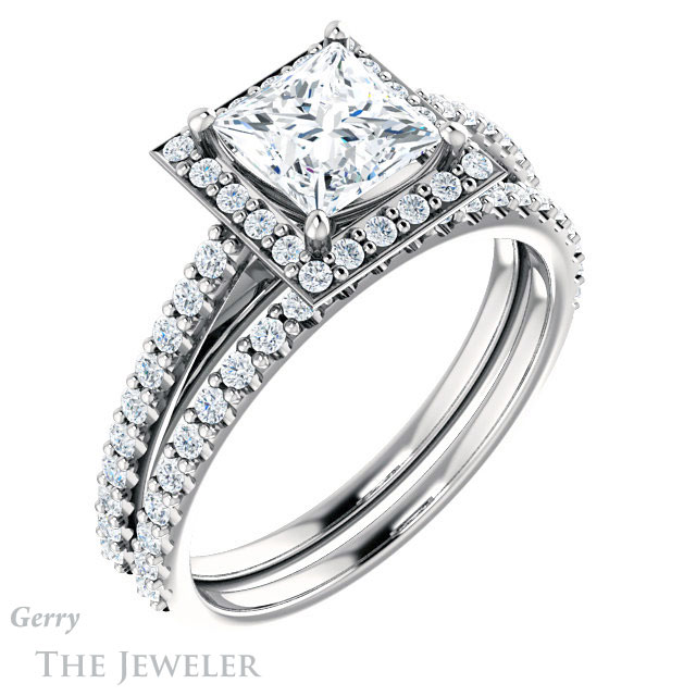 Princess Cut Forever One Moissanite Engagement Ring #GTJ932-square-fo-w 6 Princess Cut Forever One Moissanite Engagement Ring #GTJ932-square-fo-w