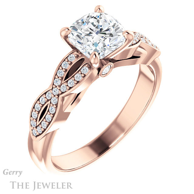 Cushion Cut Forever One Moissanite Engagement Ring #GTJ933-cushion-fo-r
