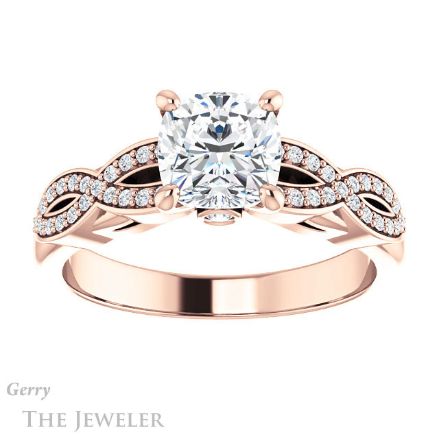 Cushion Cut Forever One Moissanite Engagement Ring #GTJ933-cushion-fo-r