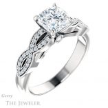 Cushion Cut Forever One Moissanite Engagement Ring #GTJ933-cushion-fo-w 4 Cushion Cut Forever One Moissanite Engagement Ring #GTJ933-cushion-fo-w