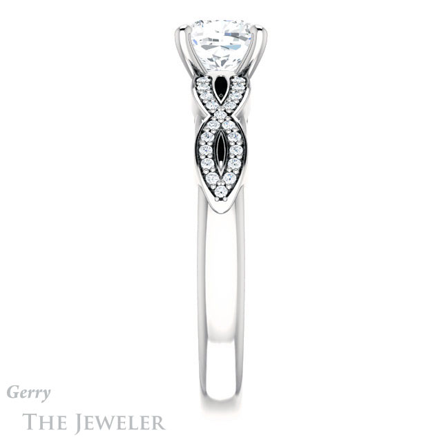 Cushion Cut Forever One Moissanite Engagement Ring #GTJ933-cushion-fo-w 3 Cushion Cut Forever One Moissanite Engagement Ring #GTJ933-cushion-fo-w