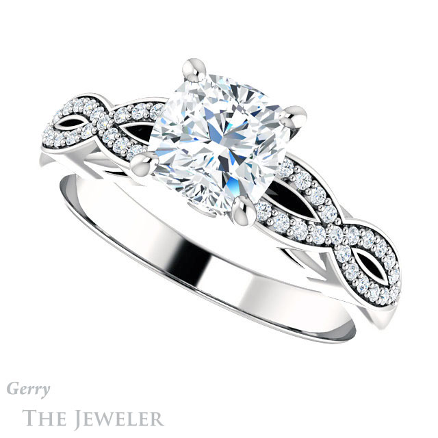 Cushion Cut Forever One Moissanite Engagement Ring #GTJ933-cushion-fo-w 5 Cushion Cut Forever One Moissanite Engagement Ring #GTJ933-cushion-fo-w