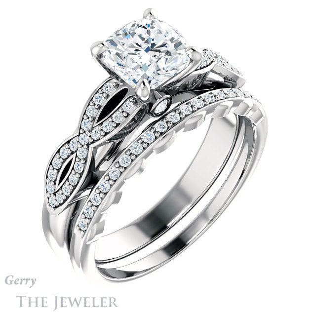 Cushion Cut Forever One Moissanite Engagement Ring #GTJ933-cushion-fo-w 6 Cushion Cut Forever One Moissanite Engagement Ring #GTJ933-cushion-fo-w