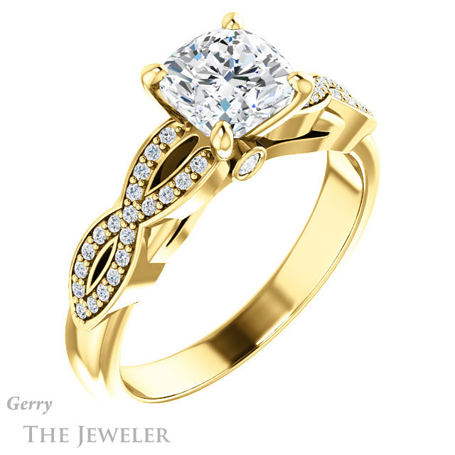 Cushion Cut Forever One Moissanite Engagement Ring #GTJ933-cushion-fo-y
