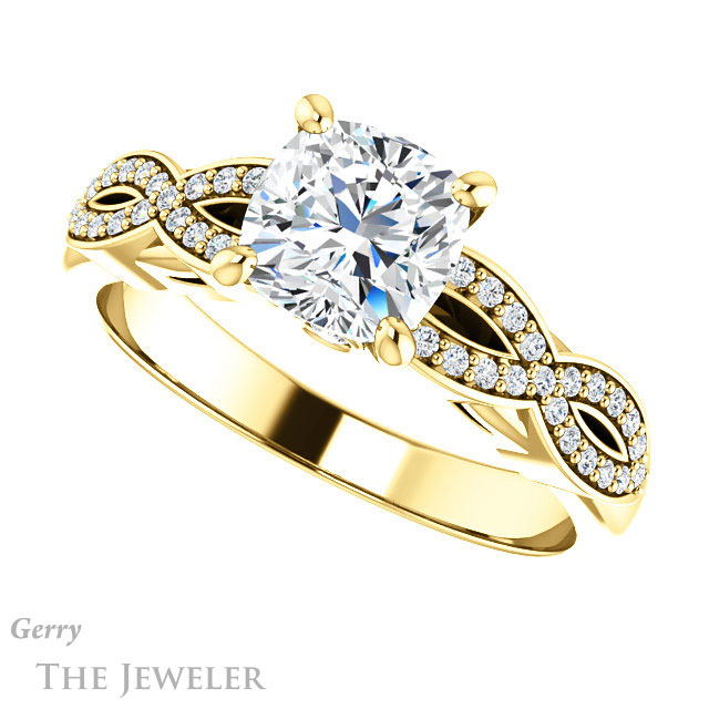 Cushion Cut Forever One Moissanite Engagement Ring #GTJ933-cushion-fo-y