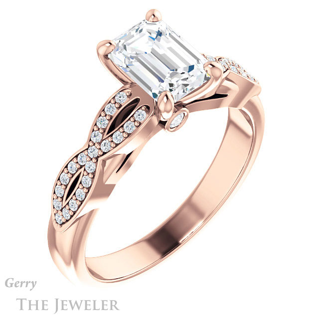Emerald Cut Forever Brilliant Moissanite Engagement Ring #GTJ933-emerald-fb-r