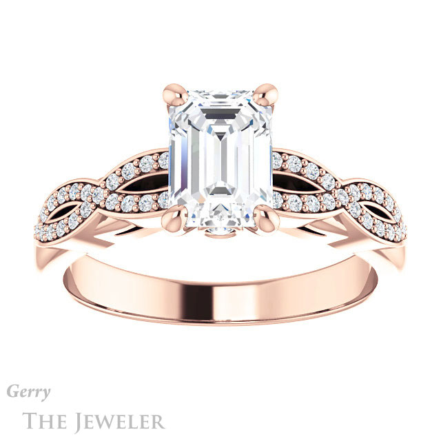 Emerald Cut Forever Brilliant Moissanite Engagement Ring #GTJ933-emerald-fb-r