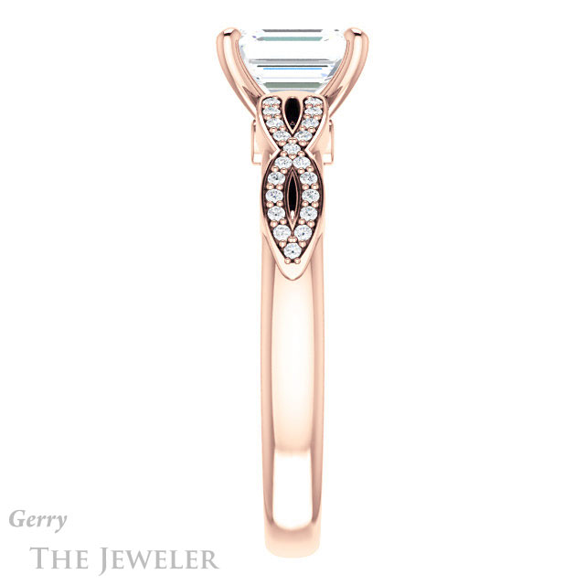 Emerald Cut Forever Brilliant Moissanite Engagement Ring #GTJ933-emerald-fb-r