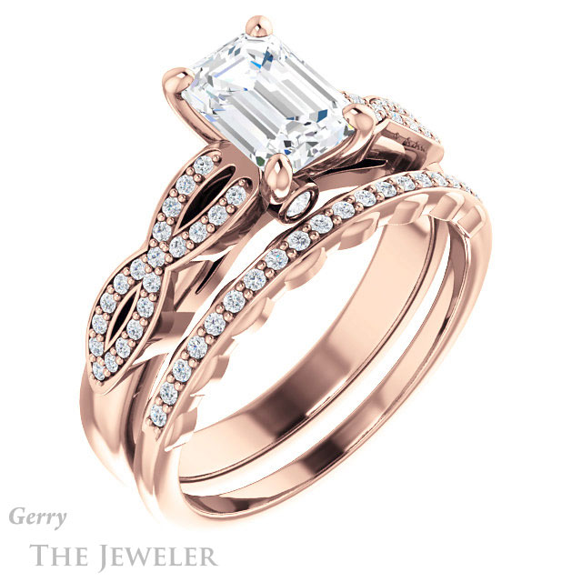 Emerald Cut Forever Brilliant Moissanite Engagement Ring #GTJ933-emerald-fb-r