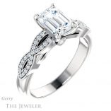 Emerald Cut Forever One Moissanite Engagement Ring #GTJ933-emerald-fb-w 4 Emerald Cut Forever Brilliant Moissanite Engagement Ring #GTJ933-emerald-fb-w