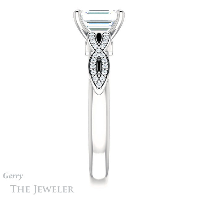 Emerald Cut Forever One Moissanite Engagement Ring #GTJ933-emerald-fb-w 3 Emerald Cut Forever Brilliant Moissanite Engagement Ring #GTJ933-emerald-fb-w