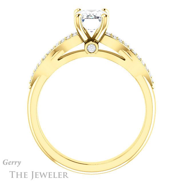 Emerald Cut Forever Brilliant Moissanite Engagement Ring #GTJ933-emerald-fb-y