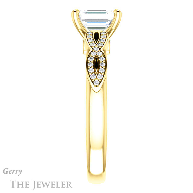 Emerald Cut Forever Brilliant Moissanite Engagement Ring #GTJ933-emerald-fb-y