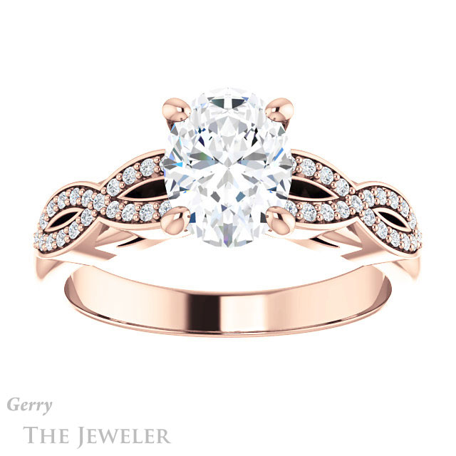 Oval Shaped Forever One Moissanite Engagement Ring #GTJ933-oval-fo-r