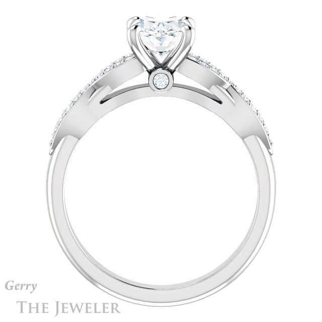 Oval Shaped Forever One Moissanite Engagement Ring #GTJ933-oval-fo-w