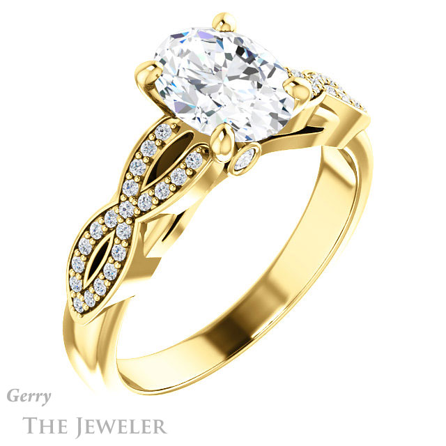Oval Shaped Forever One Moissanite Engagement Ring #GTJ933-oval-fo-y