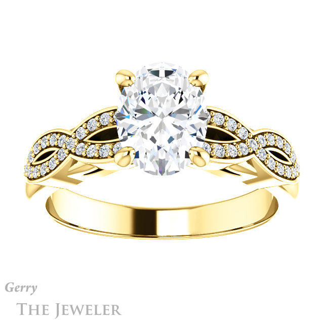 Oval Shaped Forever One Moissanite Engagement Ring #GTJ933-oval-fo-y