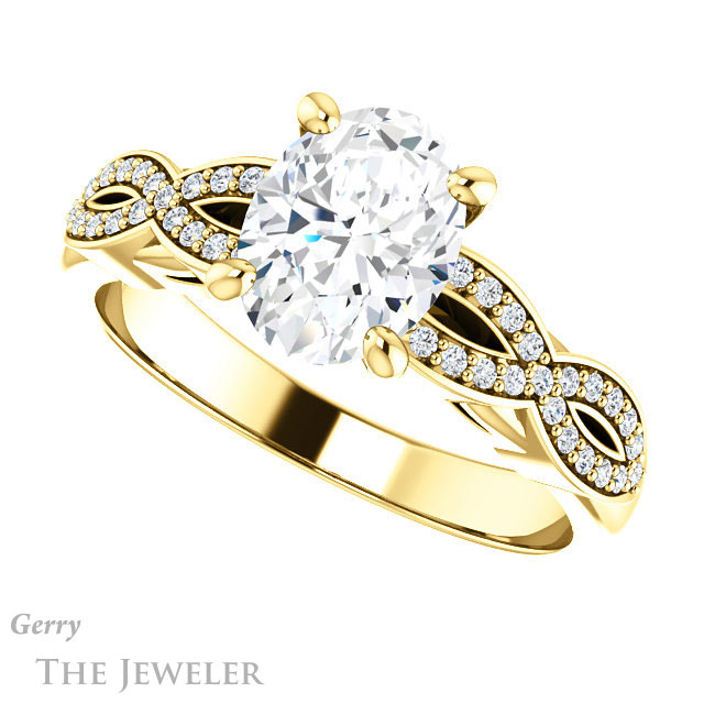 Oval Shaped Forever One Moissanite Engagement Ring #GTJ933-oval-fo-y
