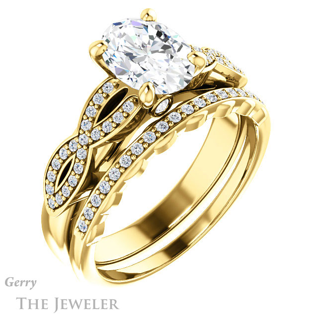 Oval Shaped Forever One Moissanite Engagement Ring #GTJ933-oval-fo-y