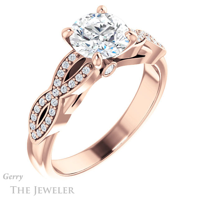 Round Cut Forever One Moissanite Engagement Ring #GTJ933-round-fo-r 4 Round Cut Forever One Moissanite Engagement Ring #GTJ933-round-fo-r