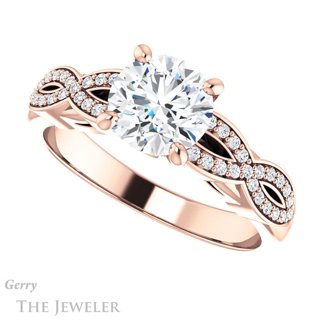 Round Cut Forever One Moissanite Engagement Ring #GTJ933-round-fo-r 5 Round Cut Forever One Moissanite Engagement Ring #GTJ933-round-fo-r