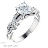 Round Cut Forever One Moissanite Engagement Ring #GTJ933-round-fo-w