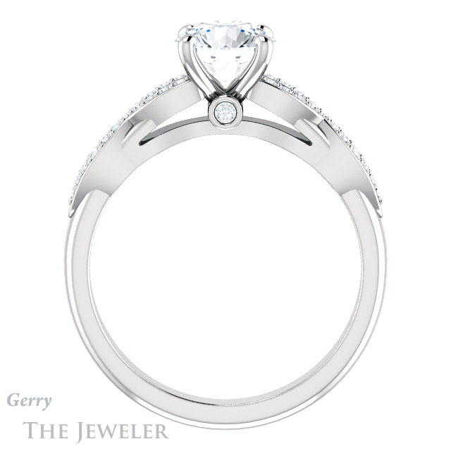 Round Cut Forever One Moissanite Engagement Ring #GTJ933-round-fo-w