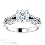 Round Cut Forever One Moissanite Engagement Ring #GTJ933-round-fo-w