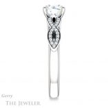 Round Cut Forever One Moissanite Engagement Ring #GTJ933-round-fo-w