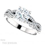Round Cut Forever One Moissanite Engagement Ring #GTJ933-round-fo-w