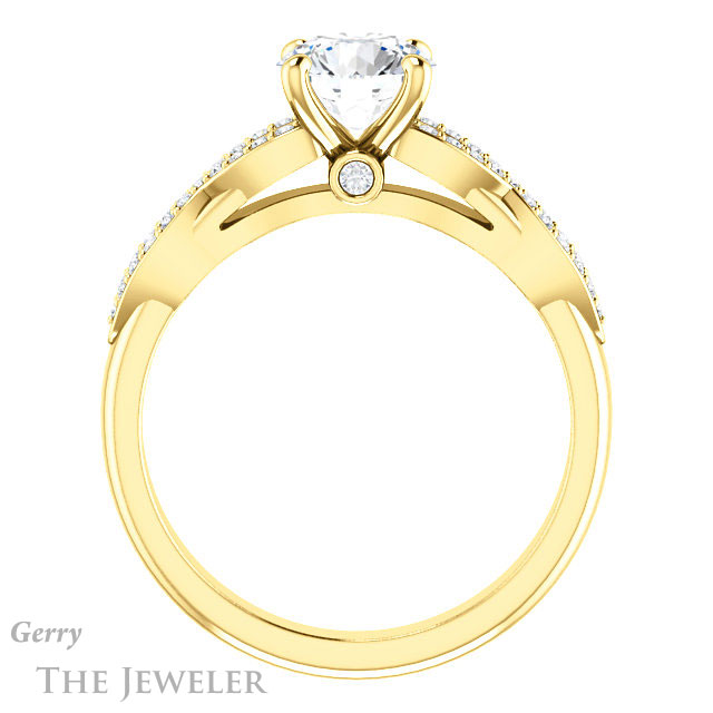 Round Cut Forever One Moissanite Engagement Ring #GTJ933-round-fo-y
