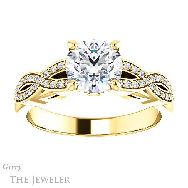 Round Cut Forever One Moissanite Engagement Ring #GTJ933-round-fo-y
