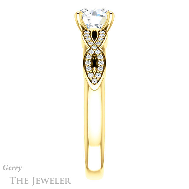 Round Cut Forever One Moissanite Engagement Ring #GTJ933-round-fo-y