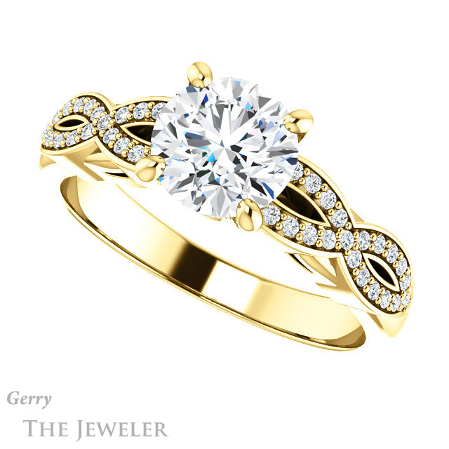 Round Cut Forever One Moissanite Engagement Ring #GTJ933-round-fo-y