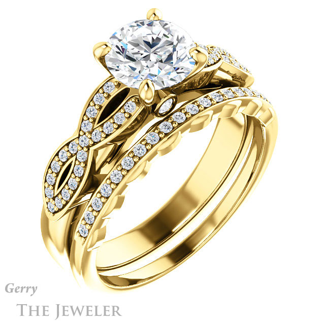 Round Cut Forever One Moissanite Engagement Ring #GTJ933-round-fo-y