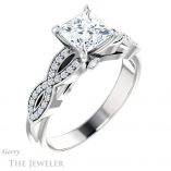 Princess Cut Forever One Moissanite Engagement Ring #GTJ933-square-fo-w 4 Princess Cut Forever One Moissanite Engagement Ring #GTJ933-square-fo-w