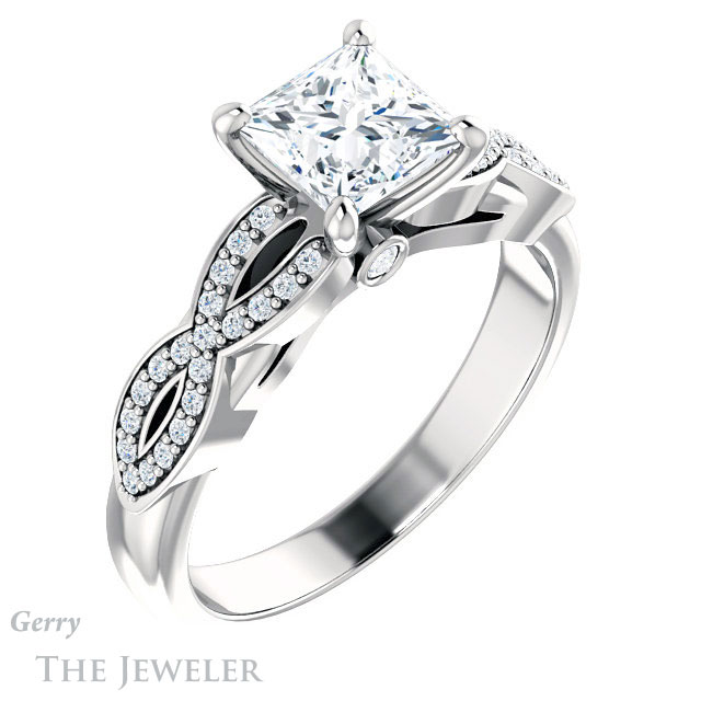 Princess Cut Forever One Moissanite Engagement Ring #GTJ933-square-fo-w 4 Princess Cut Forever One Moissanite Engagement Ring #GTJ933-square-fo-w