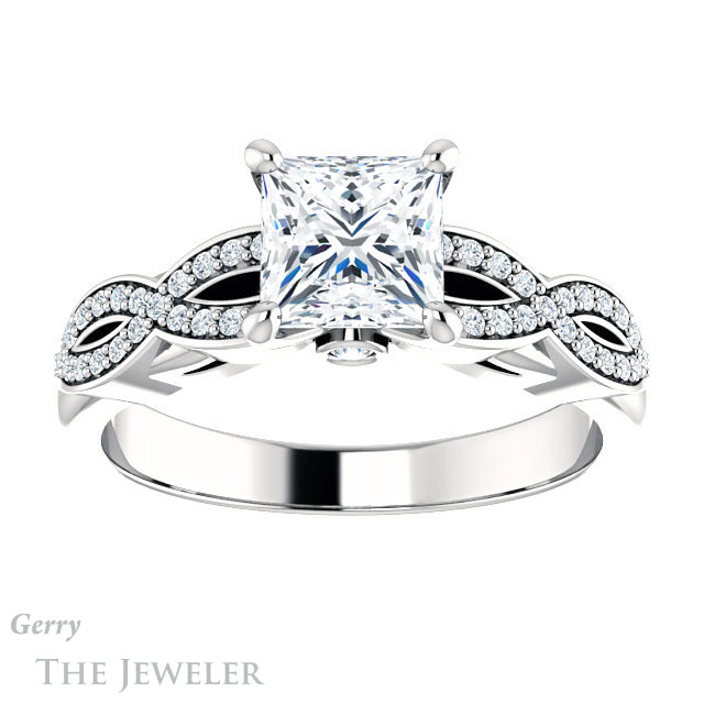 Princess Cut Forever One Moissanite Engagement Ring #GTJ933-square-fo-w