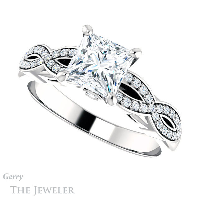 Princess Cut Forever One Moissanite Engagement Ring #GTJ933-square-fo-w 5 Princess Cut Forever One Moissanite Engagement Ring #GTJ933-square-fo-w