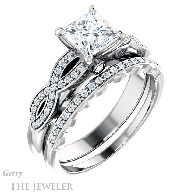 Princess Cut Forever One Moissanite Engagement Ring #GTJ933-square-fo-w 6 Princess Cut Forever One Moissanite Engagement Ring #GTJ933-square-fo-w