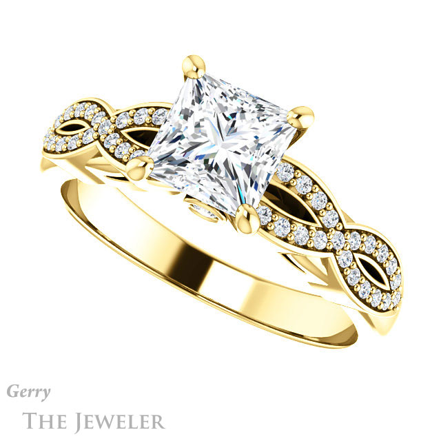 Princess Cut Forever One Moissanite Engagement Ring #GTJ933-square-fo-y