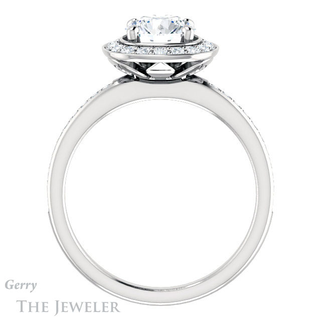 Round Cut Forever One Moissanite Engagement Ring #GTJ934-round-fo-w | Gerry The Jeweler Round Cut Forever One Moissanite Engagement Ring #GTJ934-round-fo-w