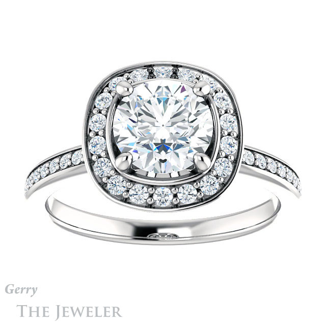 Round Cut Forever One Moissanite Engagement Ring #GTJ934-round-fo-w | Gerry The Jeweler Round Cut Forever One Moissanite Engagement Ring #GTJ934-round-fo-w