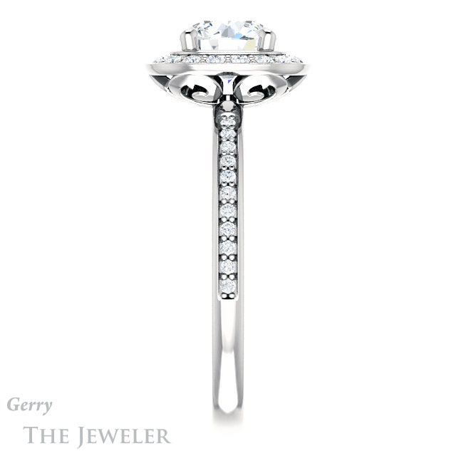 Round Cut Forever One Moissanite Engagement Ring #GTJ934-round-fo-w | Gerry The Jeweler Round Cut Forever One Moissanite Engagement Ring #GTJ934-round-fo-w