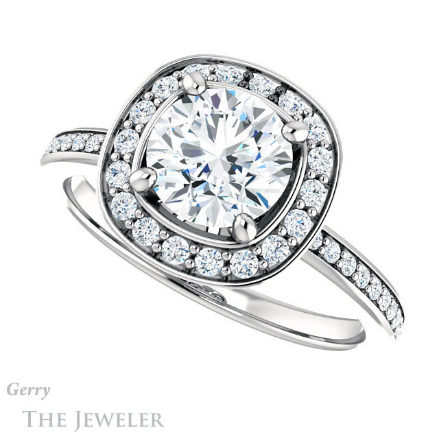 Round Cut Forever One Moissanite Engagement Ring #GTJ934-round-fo-w | Gerry The Jeweler Round Cut Forever One Moissanite Engagement Ring #GTJ934-round-fo-w
