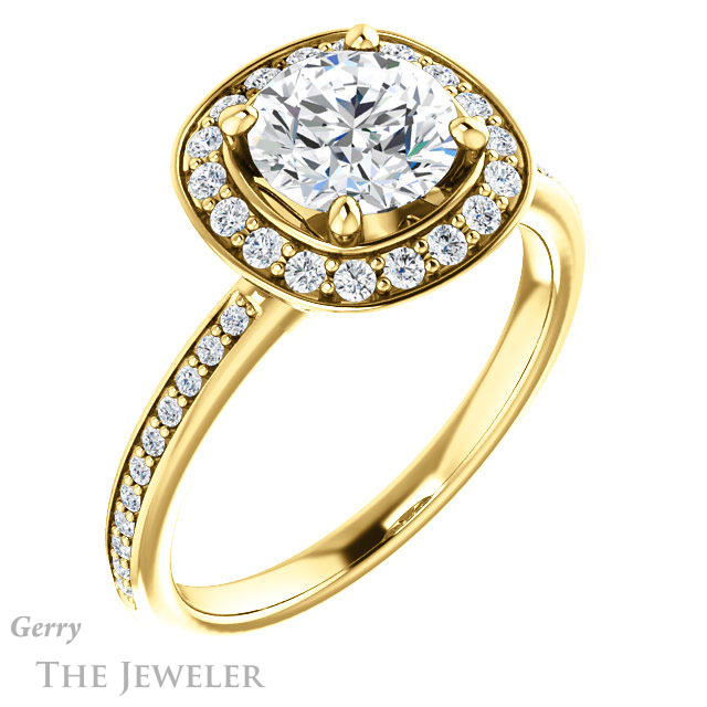 Round Cut Forever One Moissanite Engagement Ring #GTJ934-round-fo-y | Gerry The Jeweler Round Cut Forever One Moissanite Engagement Ring #GTJ934-round-fo-y