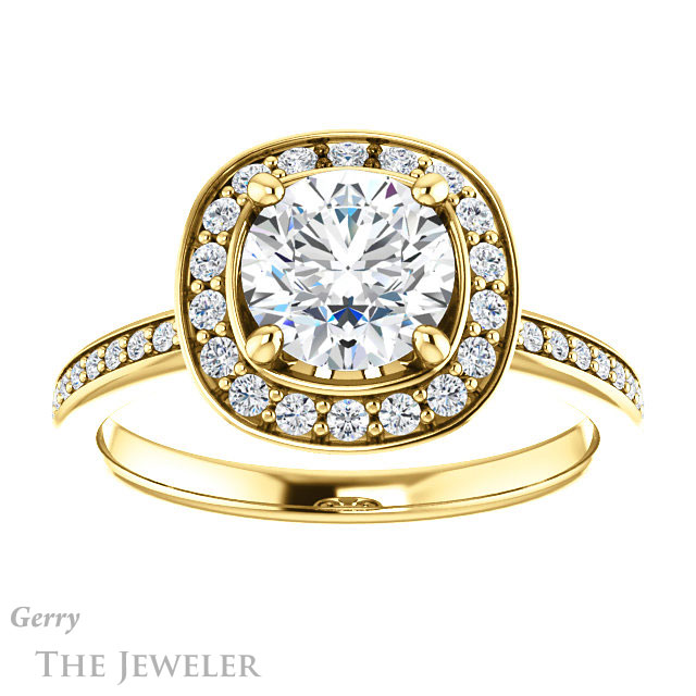 Round Cut Forever One Moissanite Engagement Ring #GTJ934-round-fo-y | Gerry The Jeweler Round Cut Forever One Moissanite Engagement Ring #GTJ934-round-fo-y